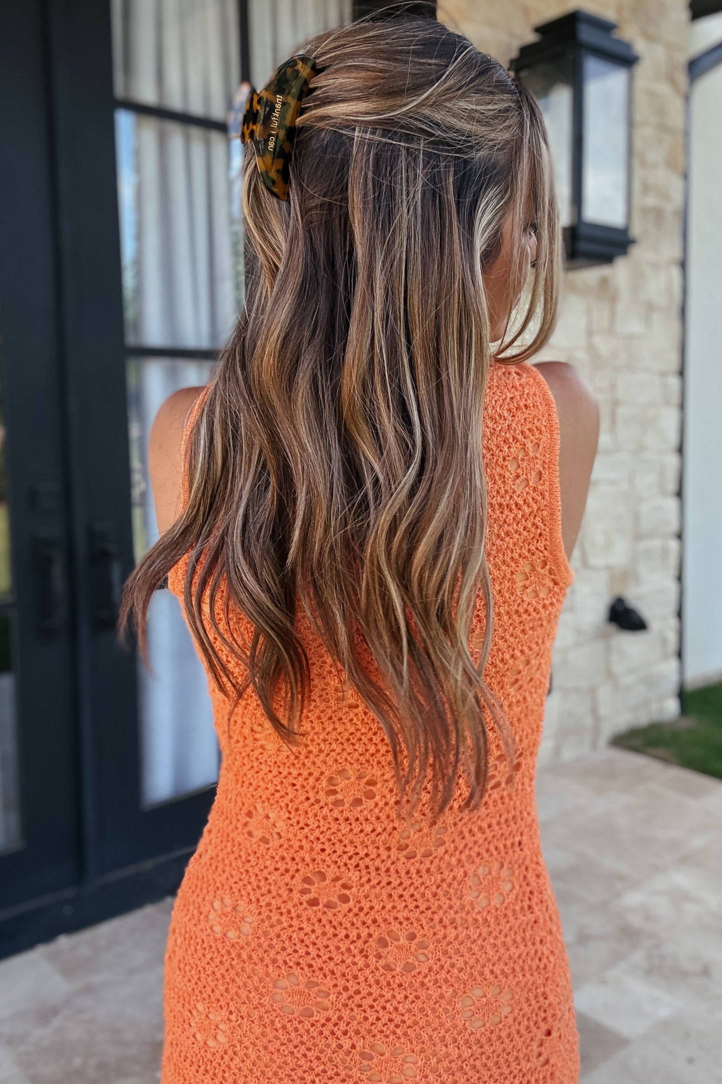 Tessa Orange Crochet Maxi