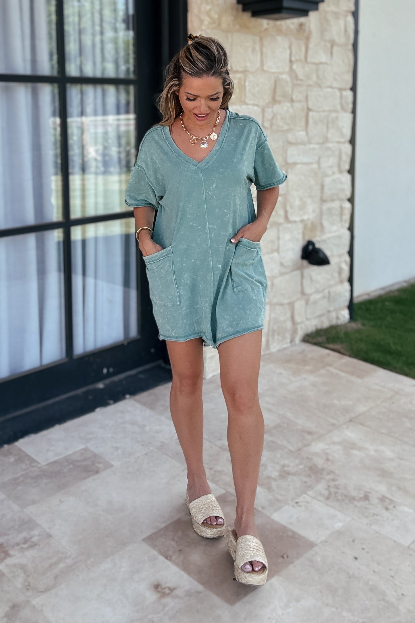 Miley Pocket Romper | Olive