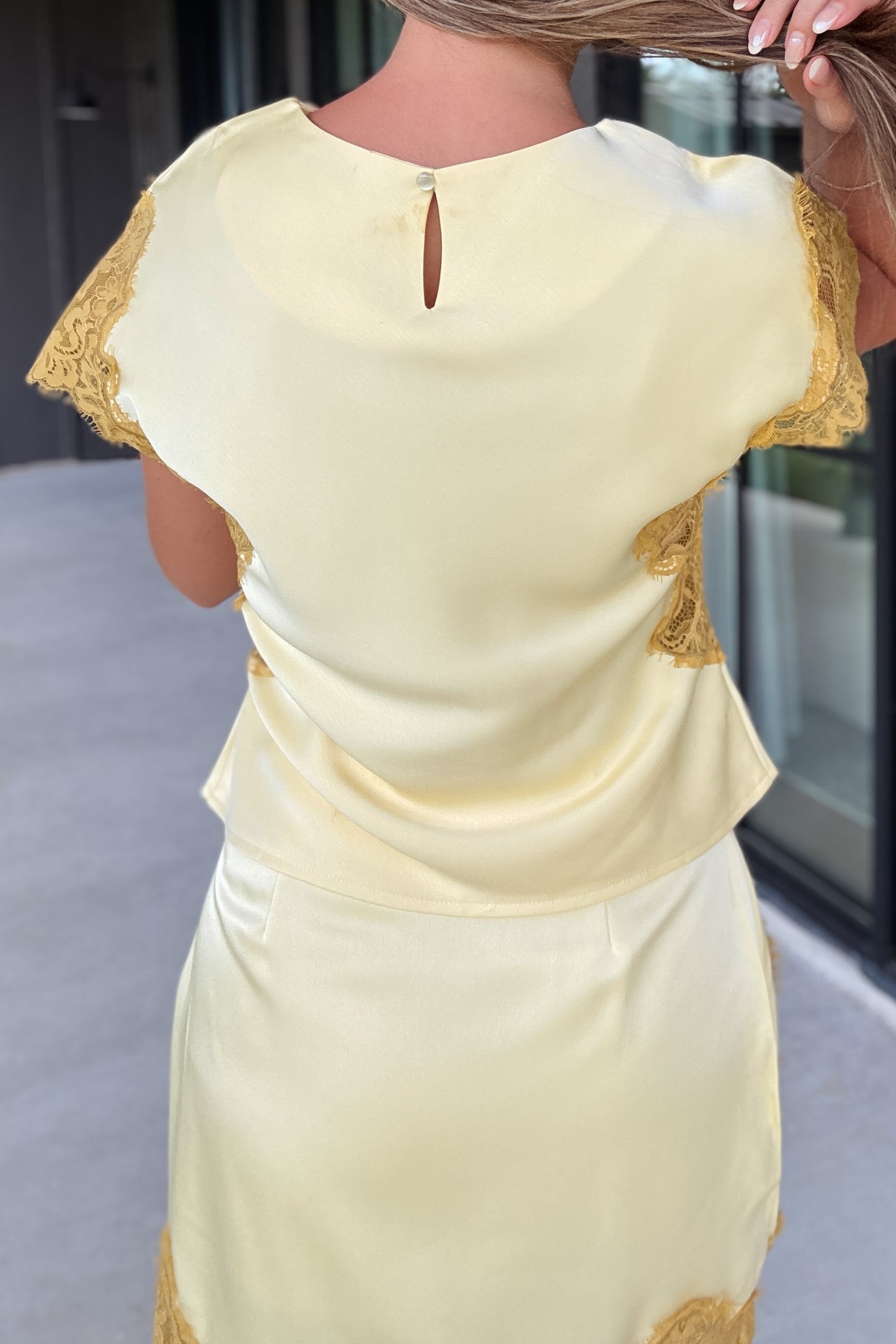 Beckett Gold Lace Asymmetrical Top