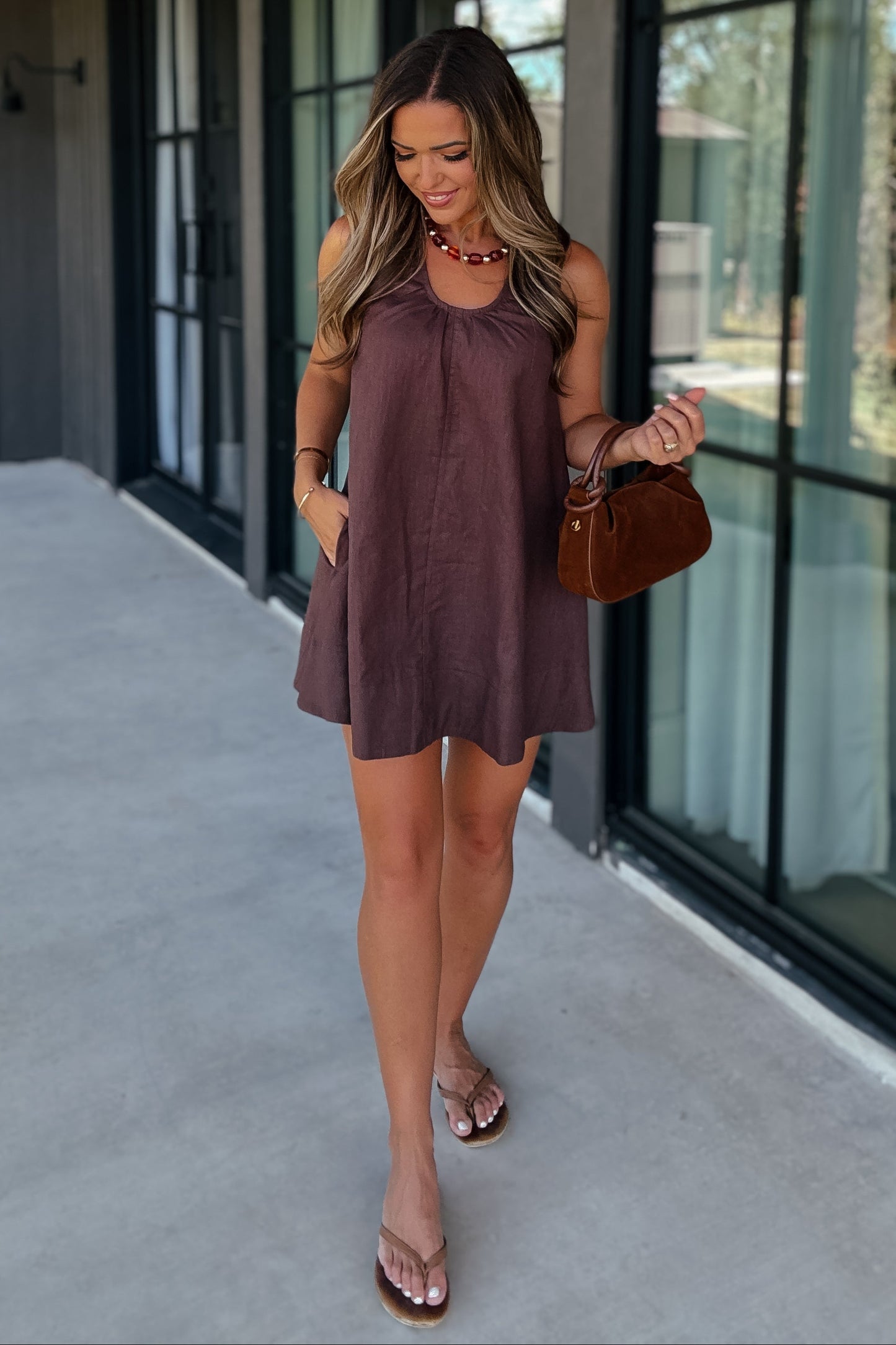 Margot Chocolate Brown Mini Dress