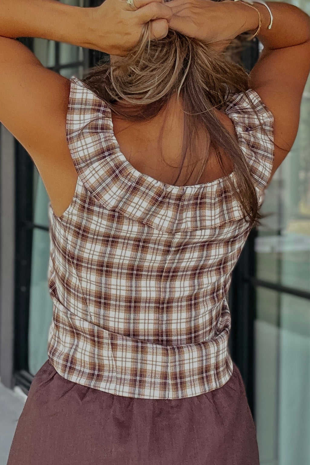 Remi Brown Plaid Top