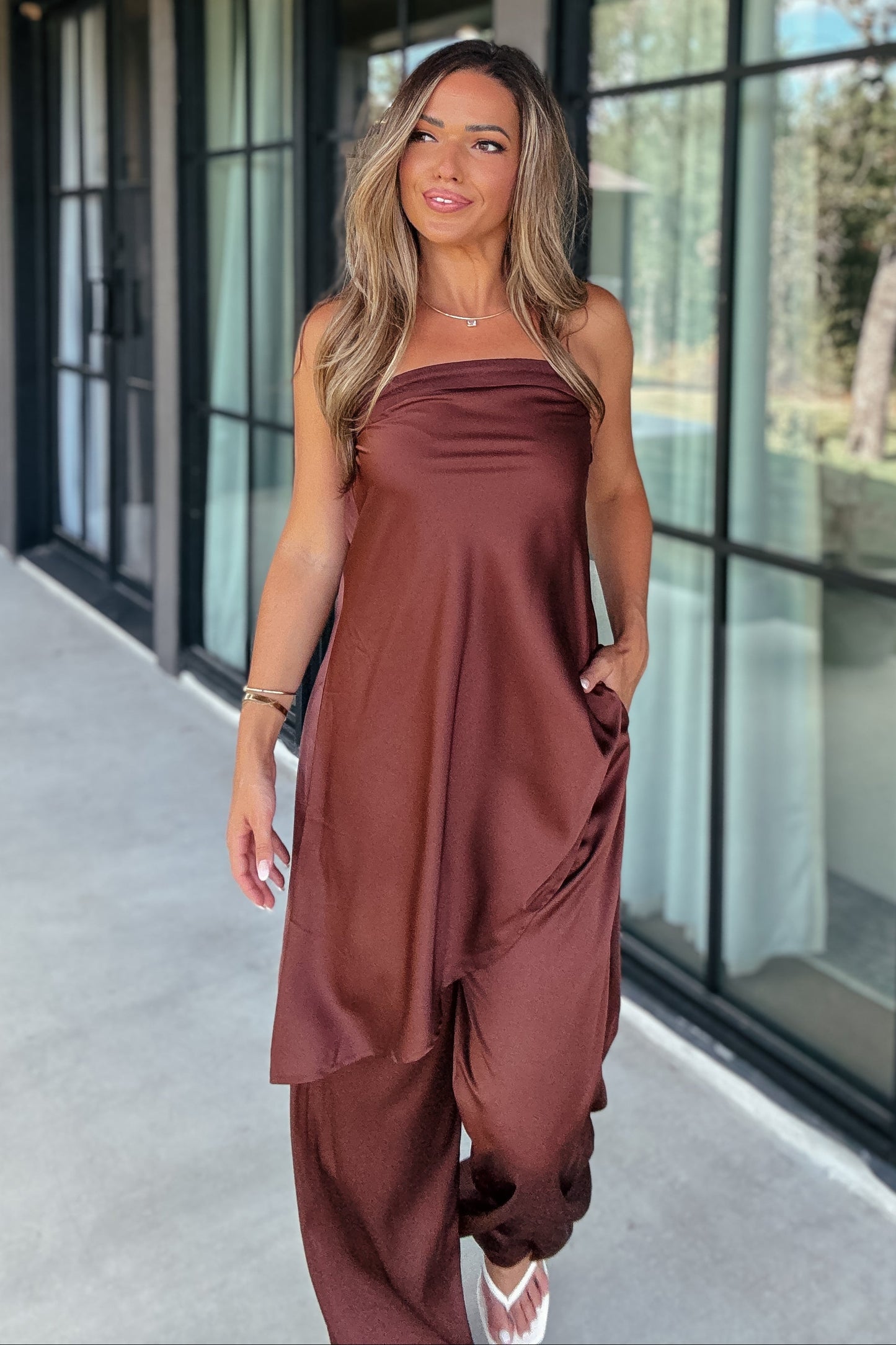 Marley Chocolate Brown Asymmetrical Pant Set