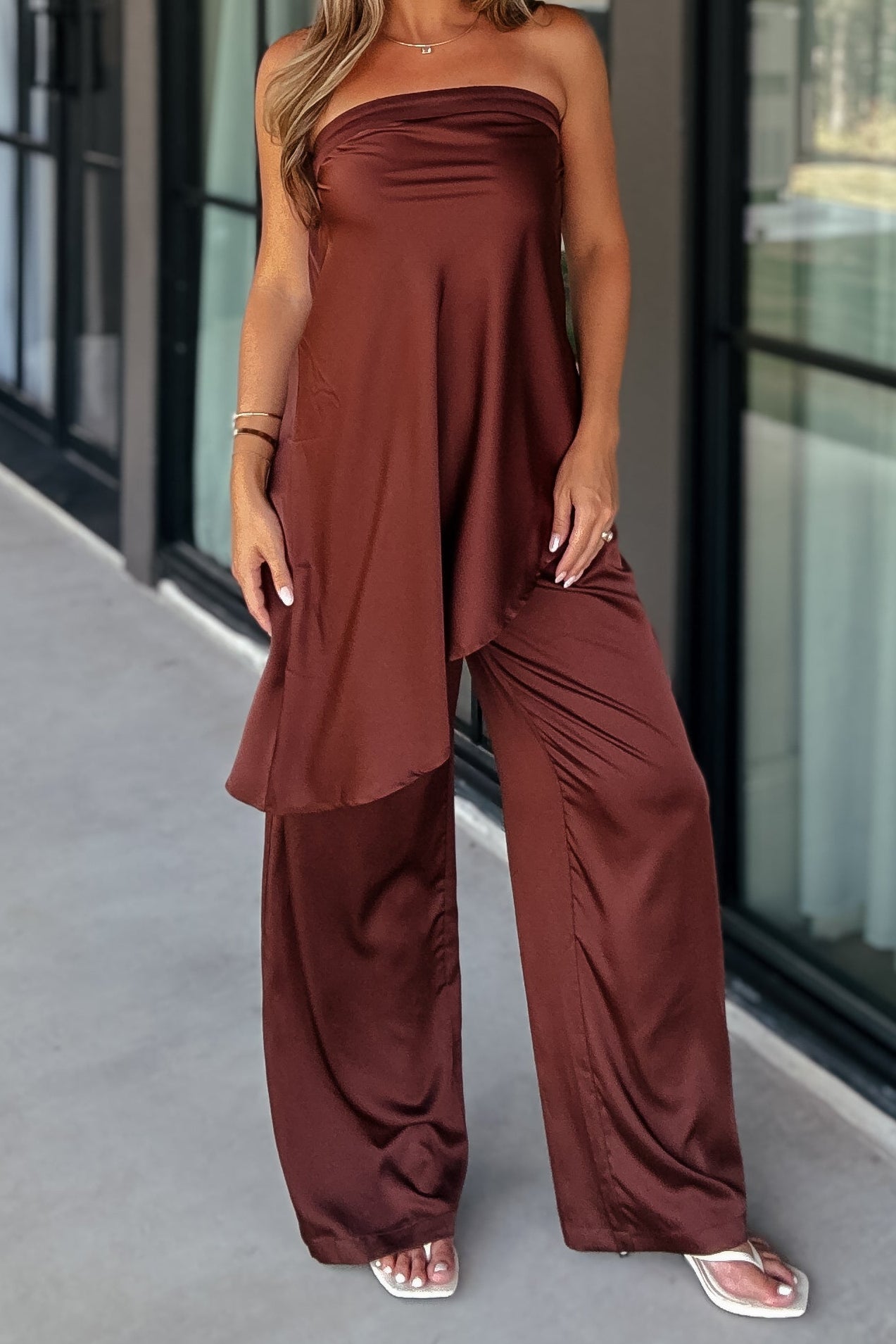 Marley Chocolate Brown Asymmetrical Pant Set