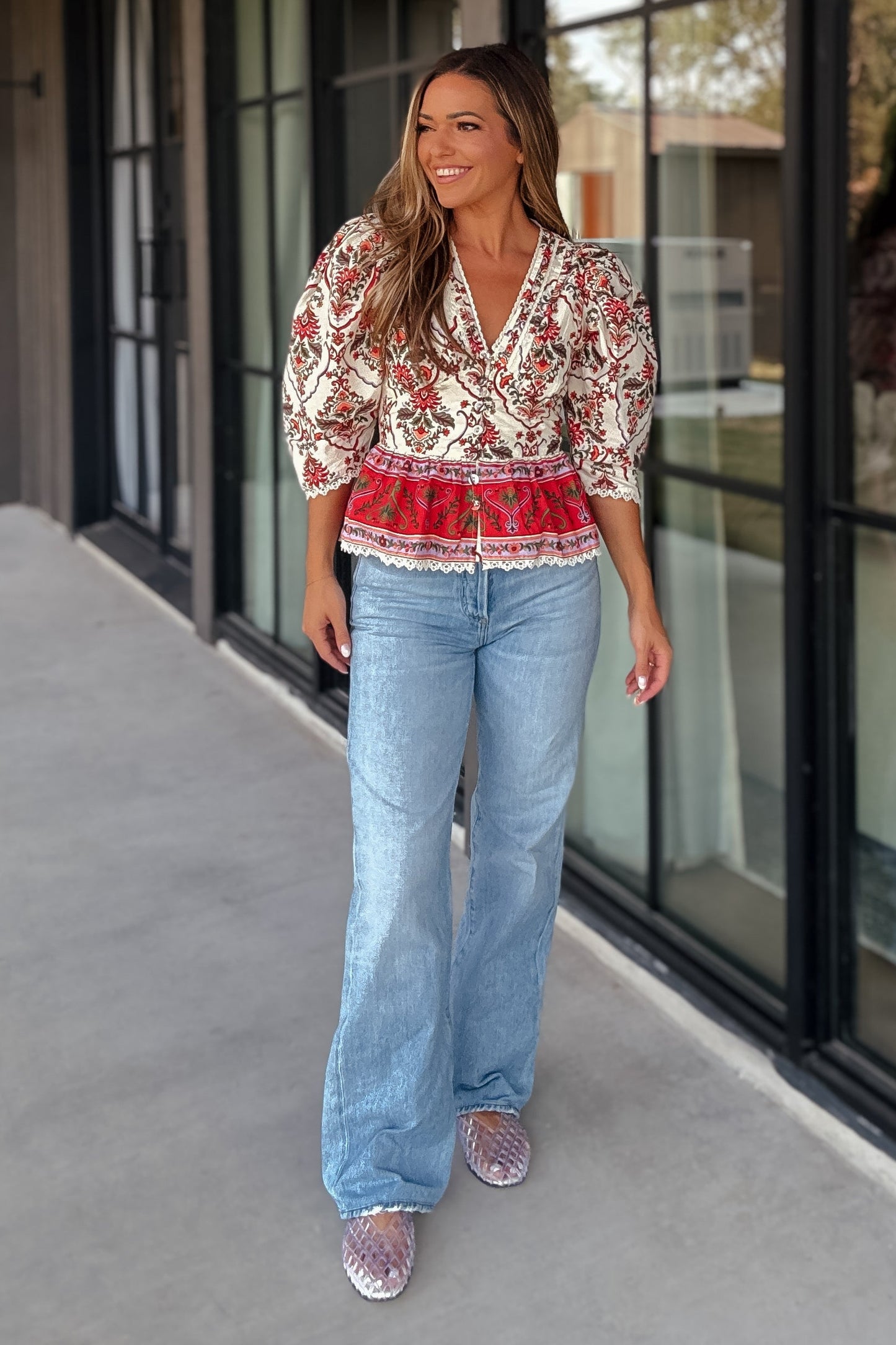 Hadley Printed Button Down Top