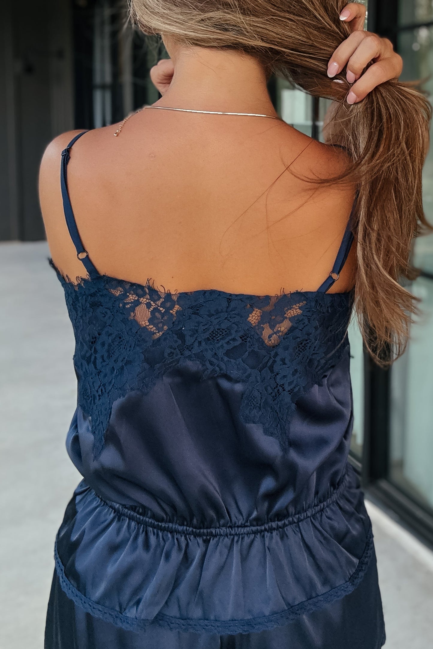 Merritt Navy Blue Lace Short Set