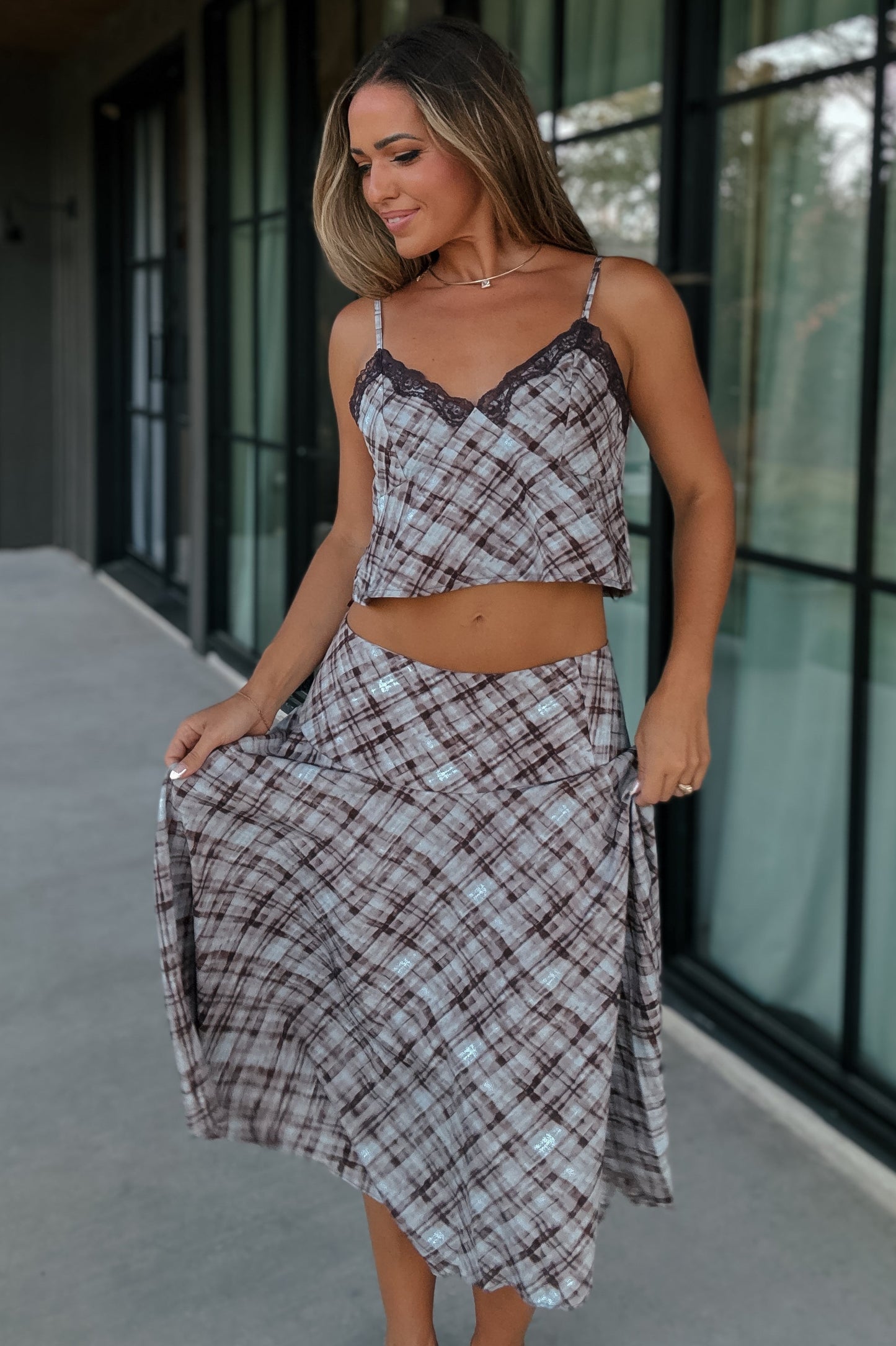 Alyssa Plaid Skirt Set