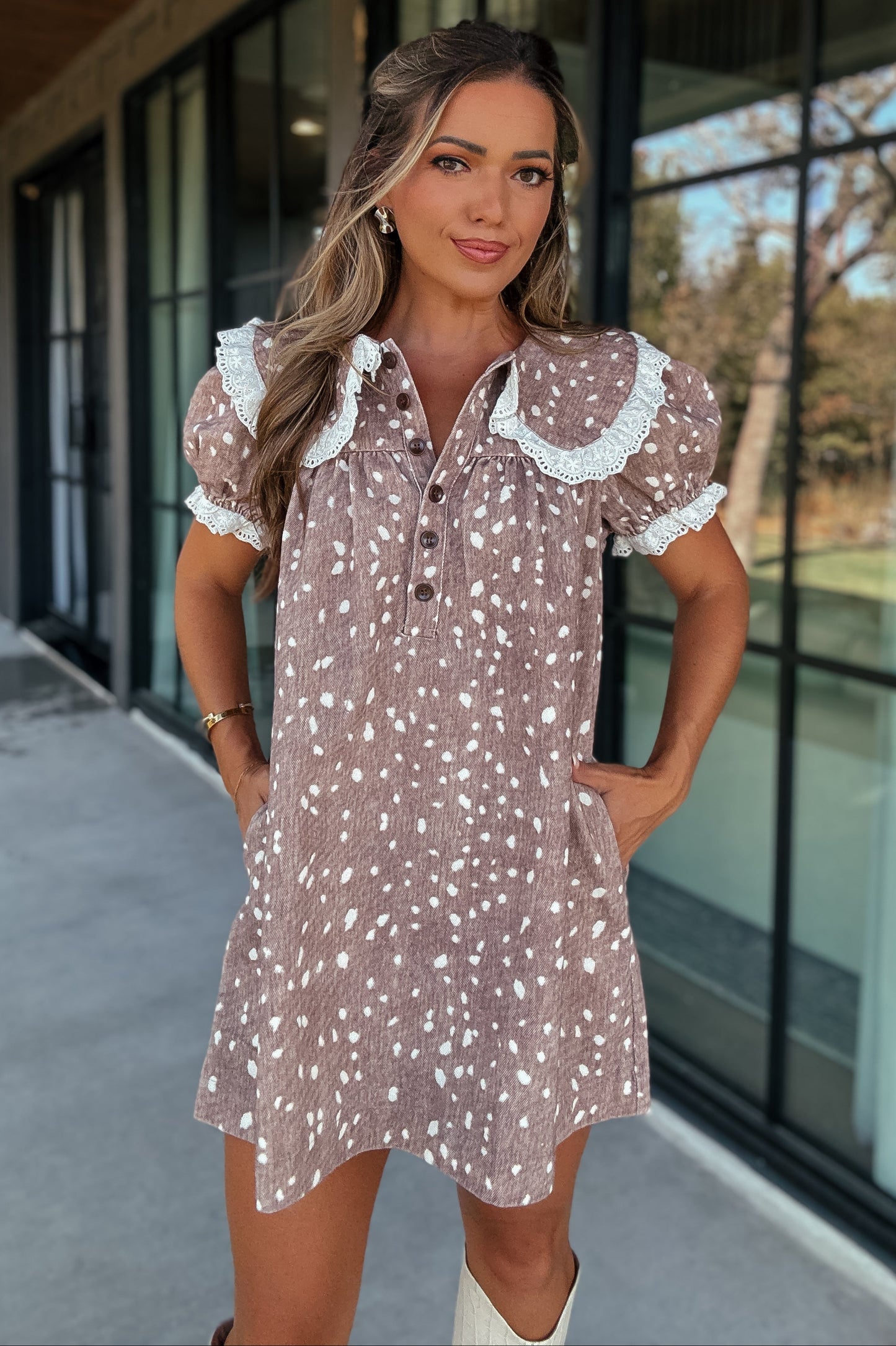 Ashley Deer Print Mini Dress