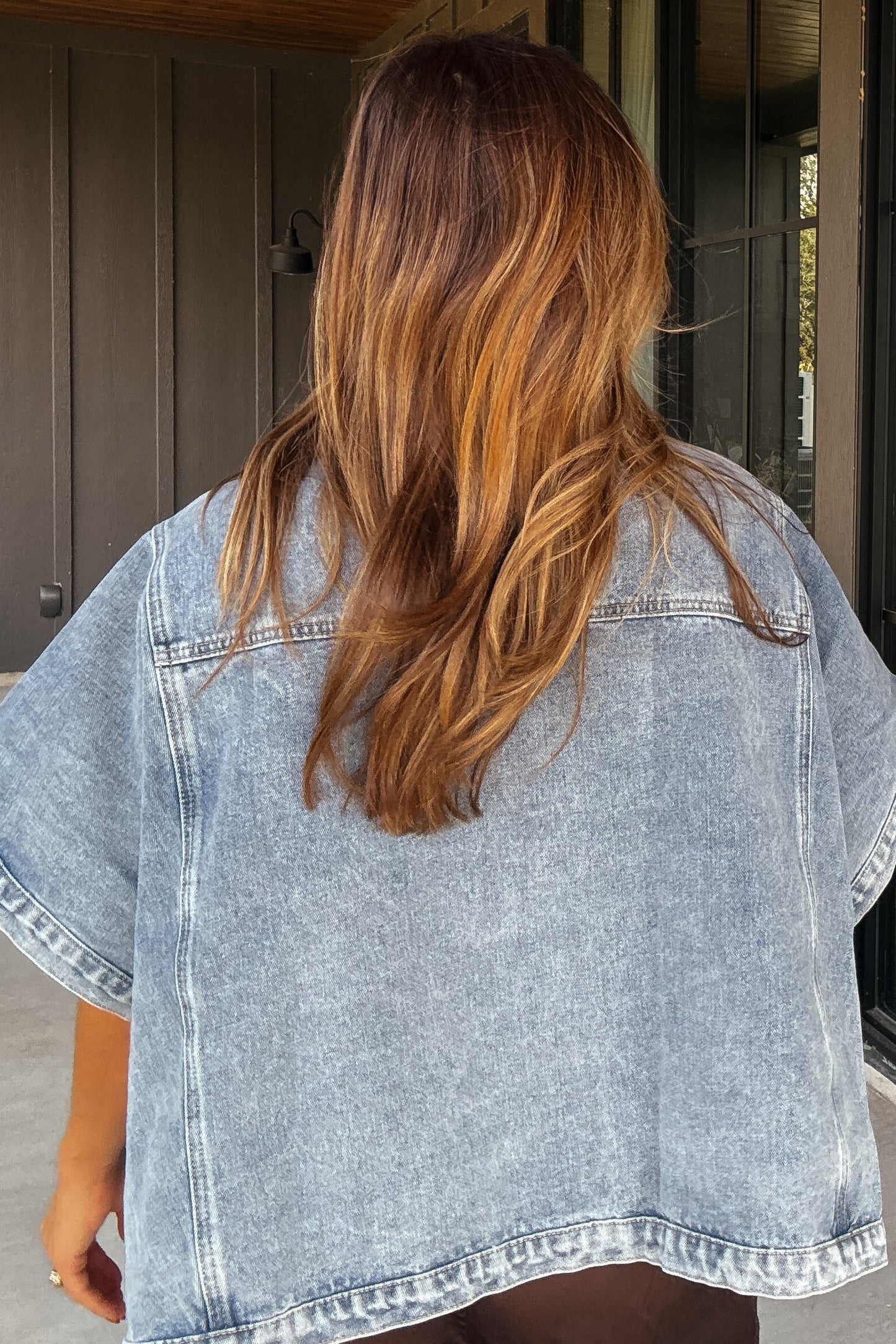 Parker Denim Button Down Cape Top