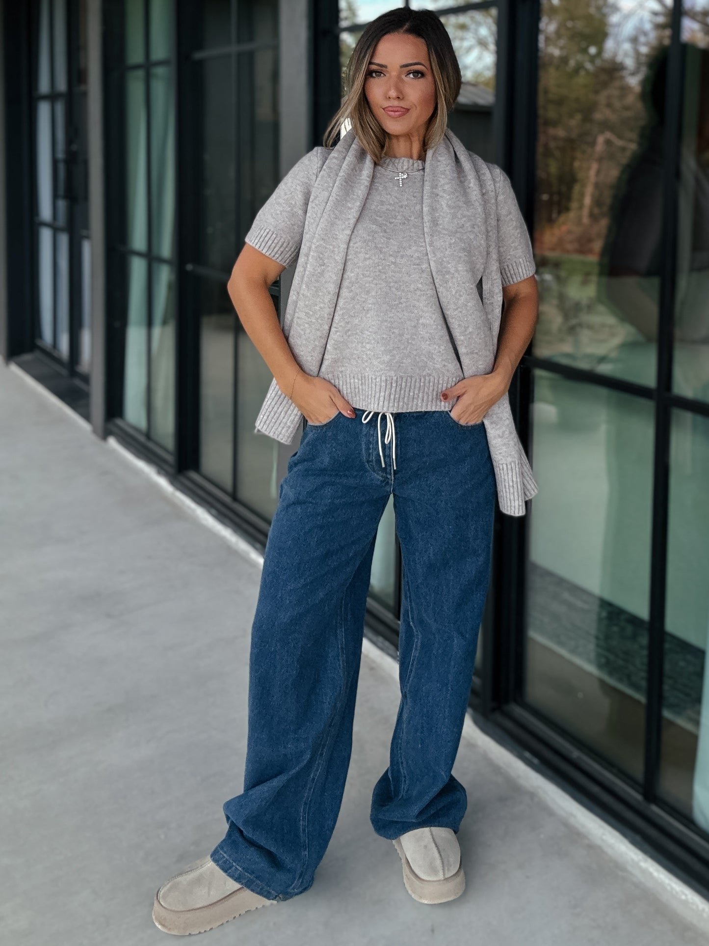 Connor Baggy Drawstring Denim Jeans