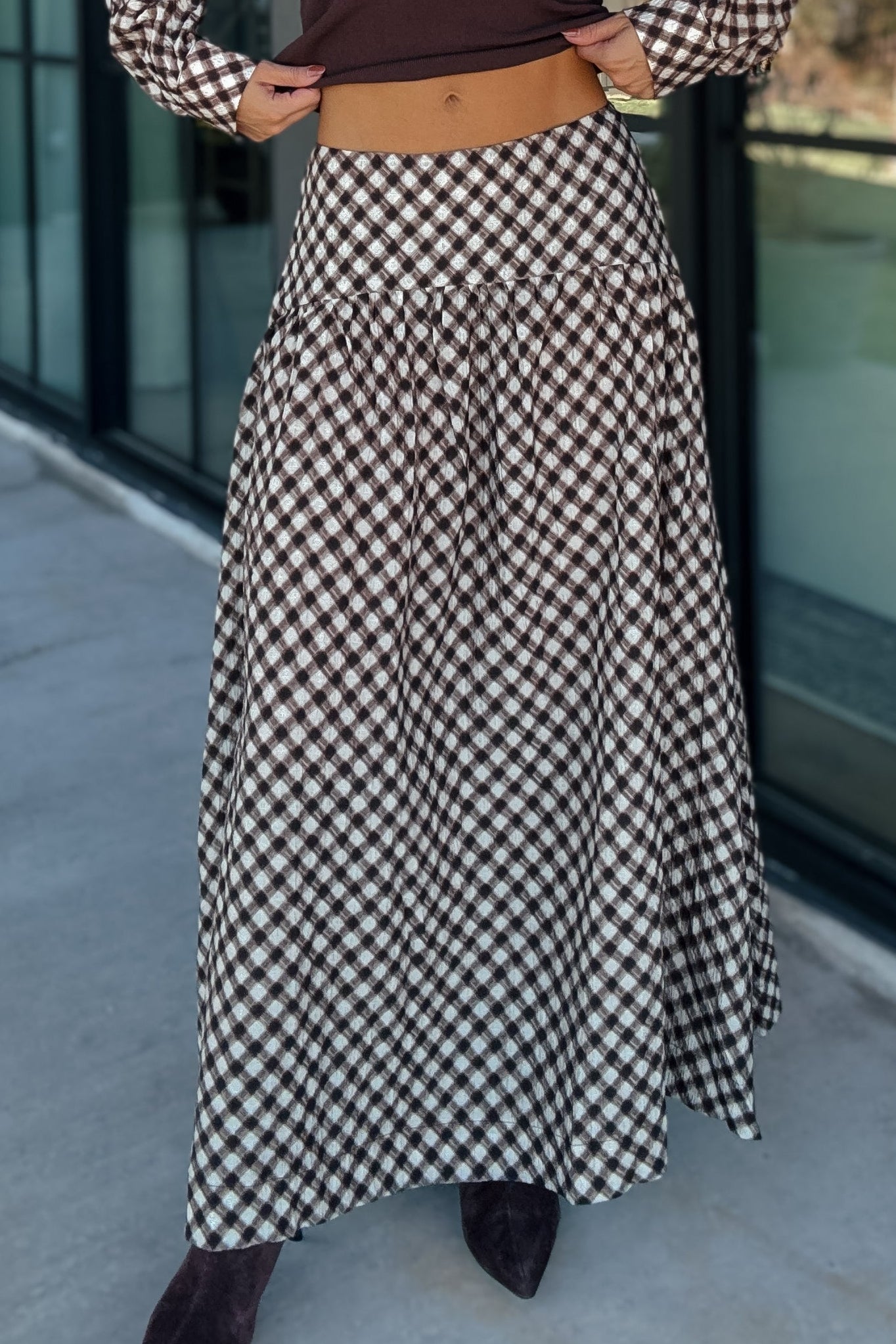 Charlie Brown Plaid Maxi Skirt