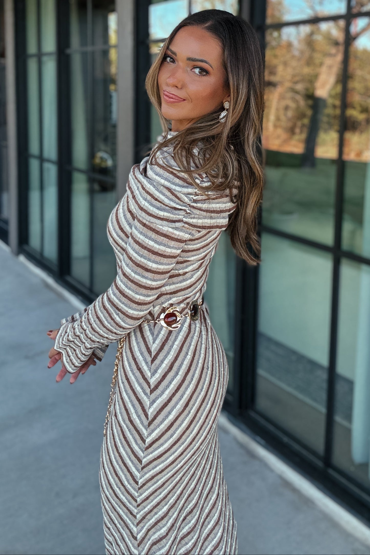 Heidi Striped Foldover Maxi Dress