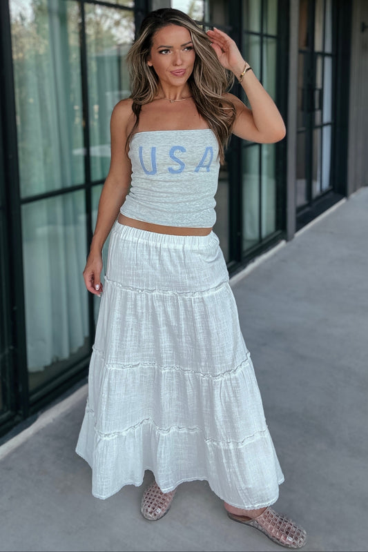 USA Gingham Grey Tube Top