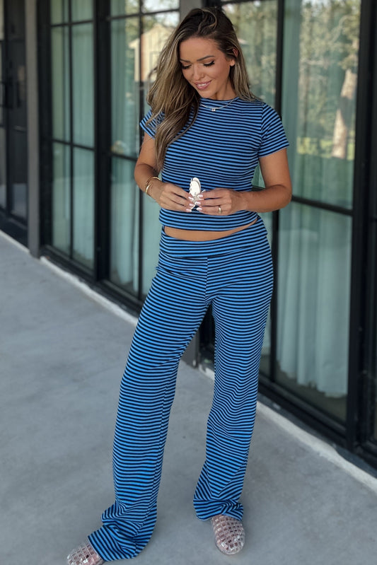 Darianne Blue Striped Pant Set