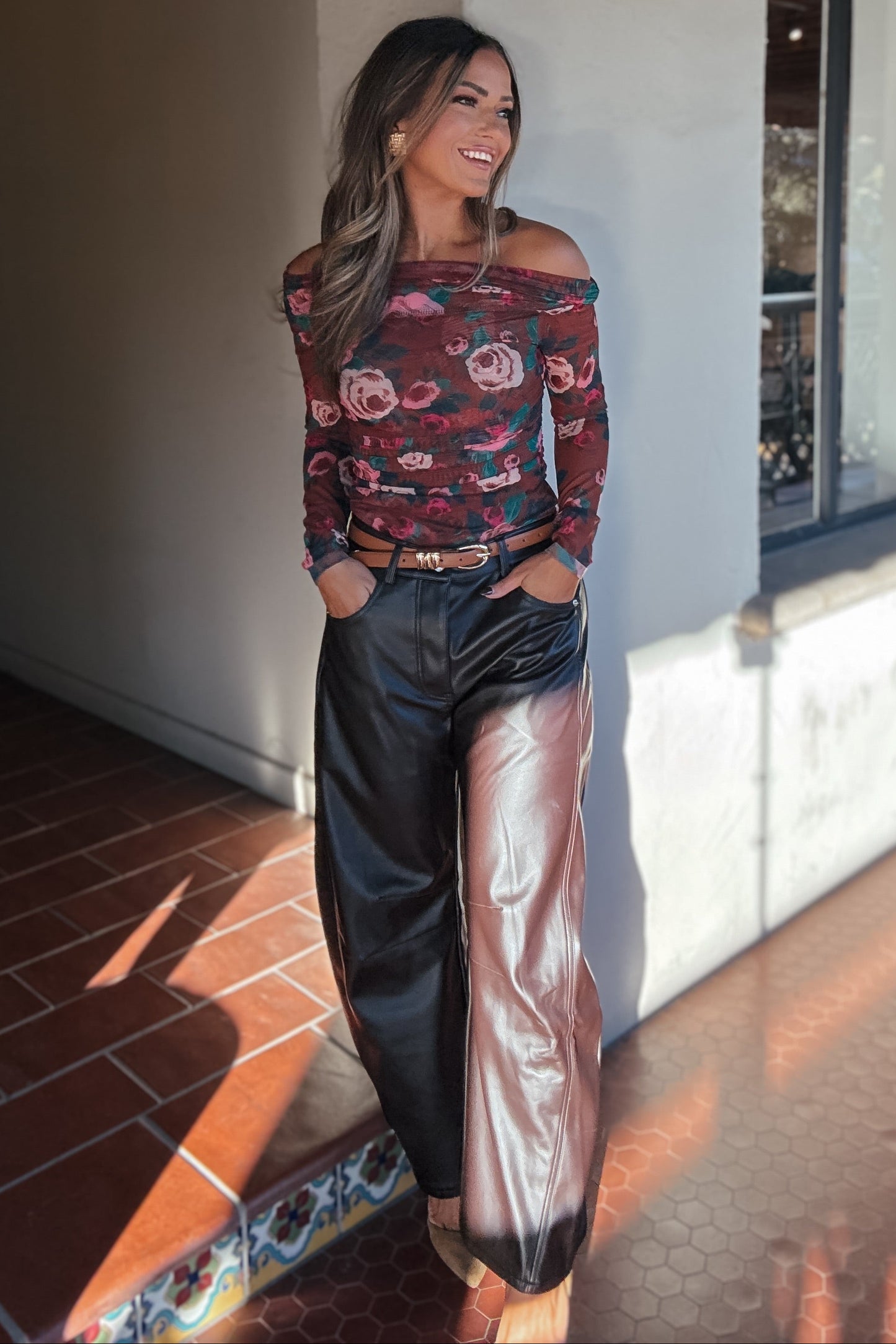 Parker Floral Mesh Long Sleeve Bodysuit