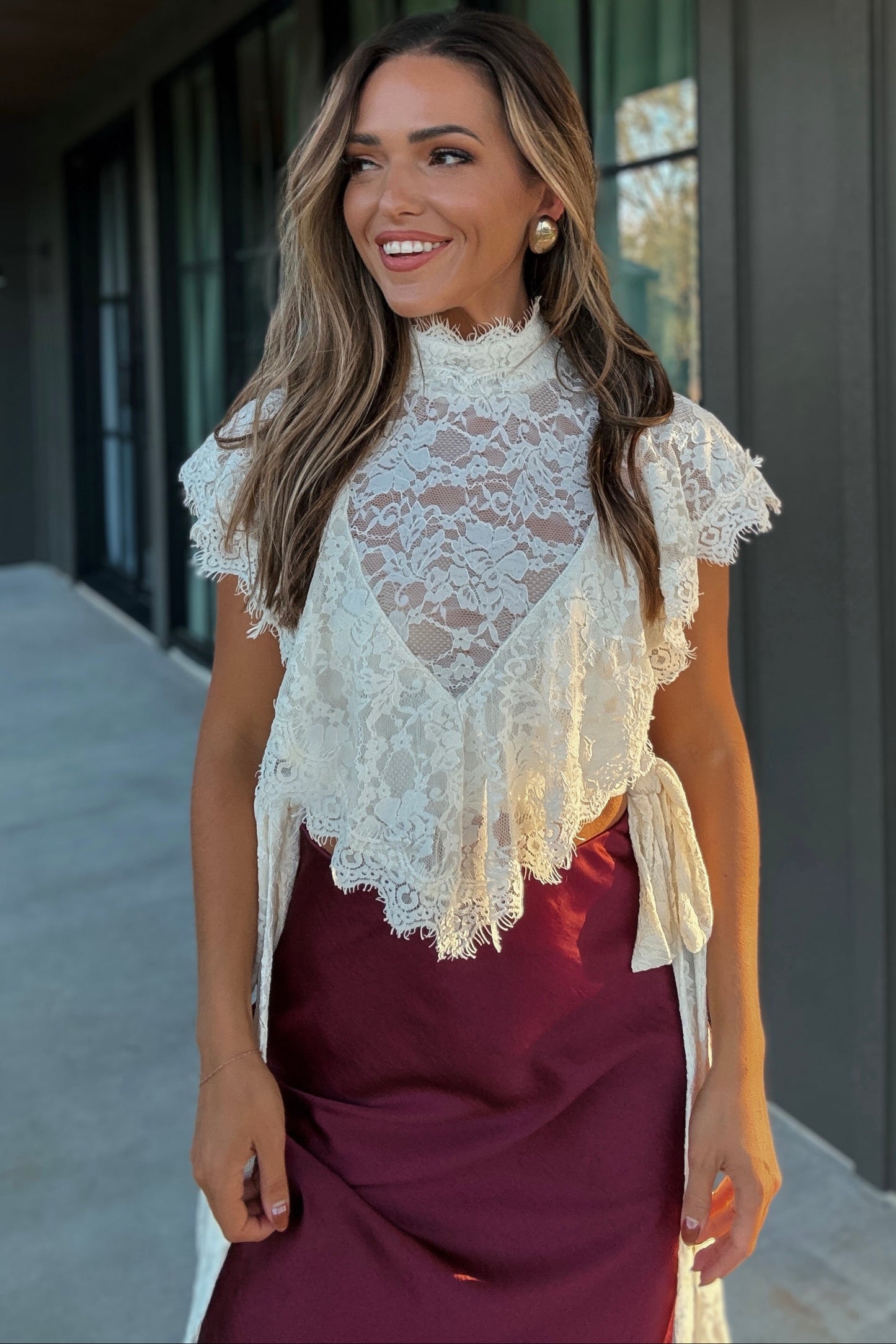 Connie Lace Ruffle Top