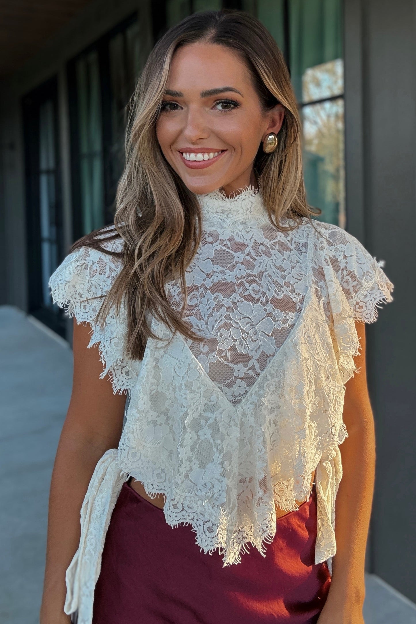 Connie Lace Ruffle Top