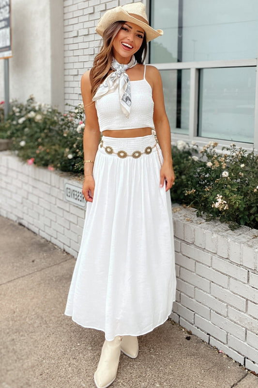 Wrong Baby Wrong White Smocked Skirt Set