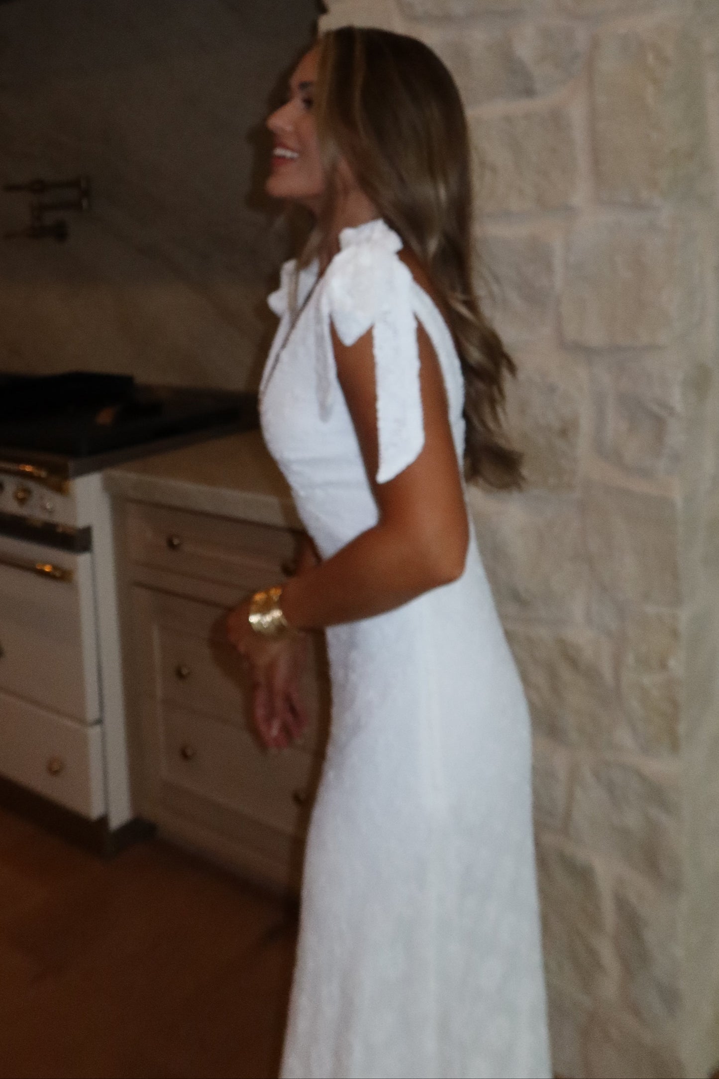 Kayla White Crochet Maxi Dress
