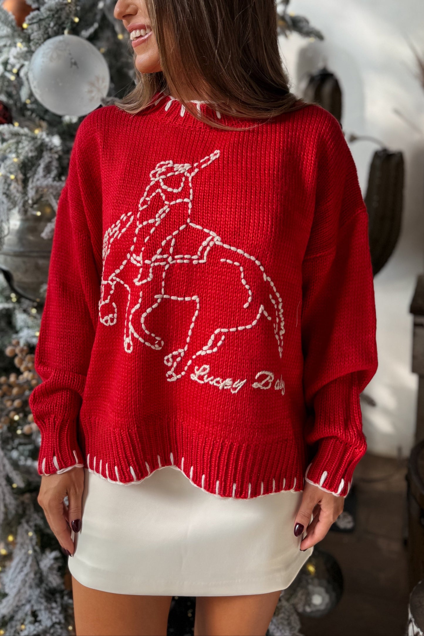"Lucky Baby" Red Cowboy Sweater