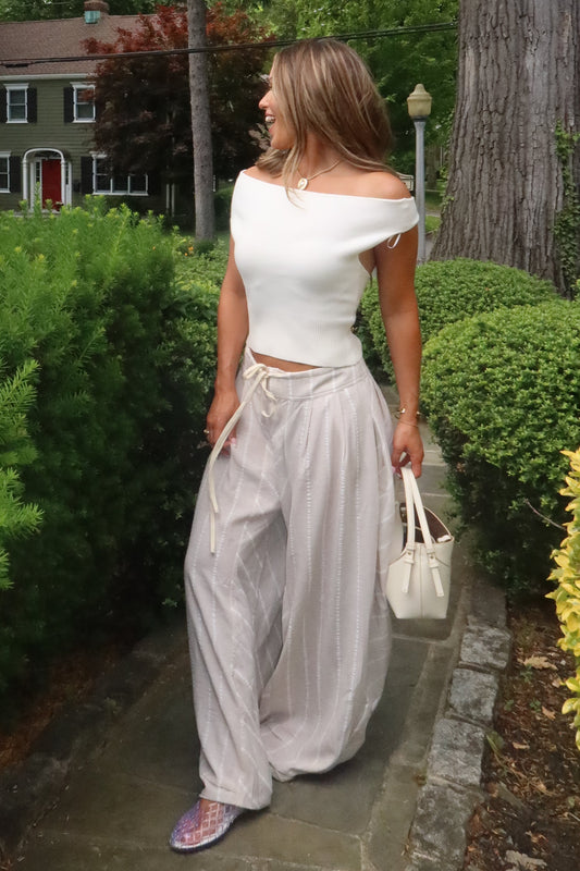 Parker Taupe Striped Pants