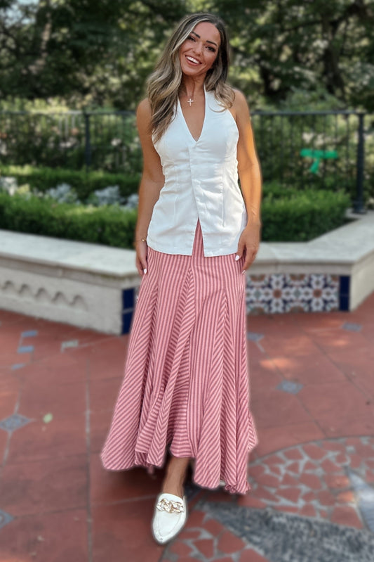 Charlie Pink Striped Maxi Skirt