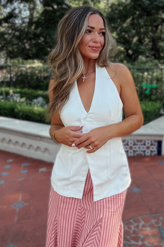 Madison White Halter Vest Top