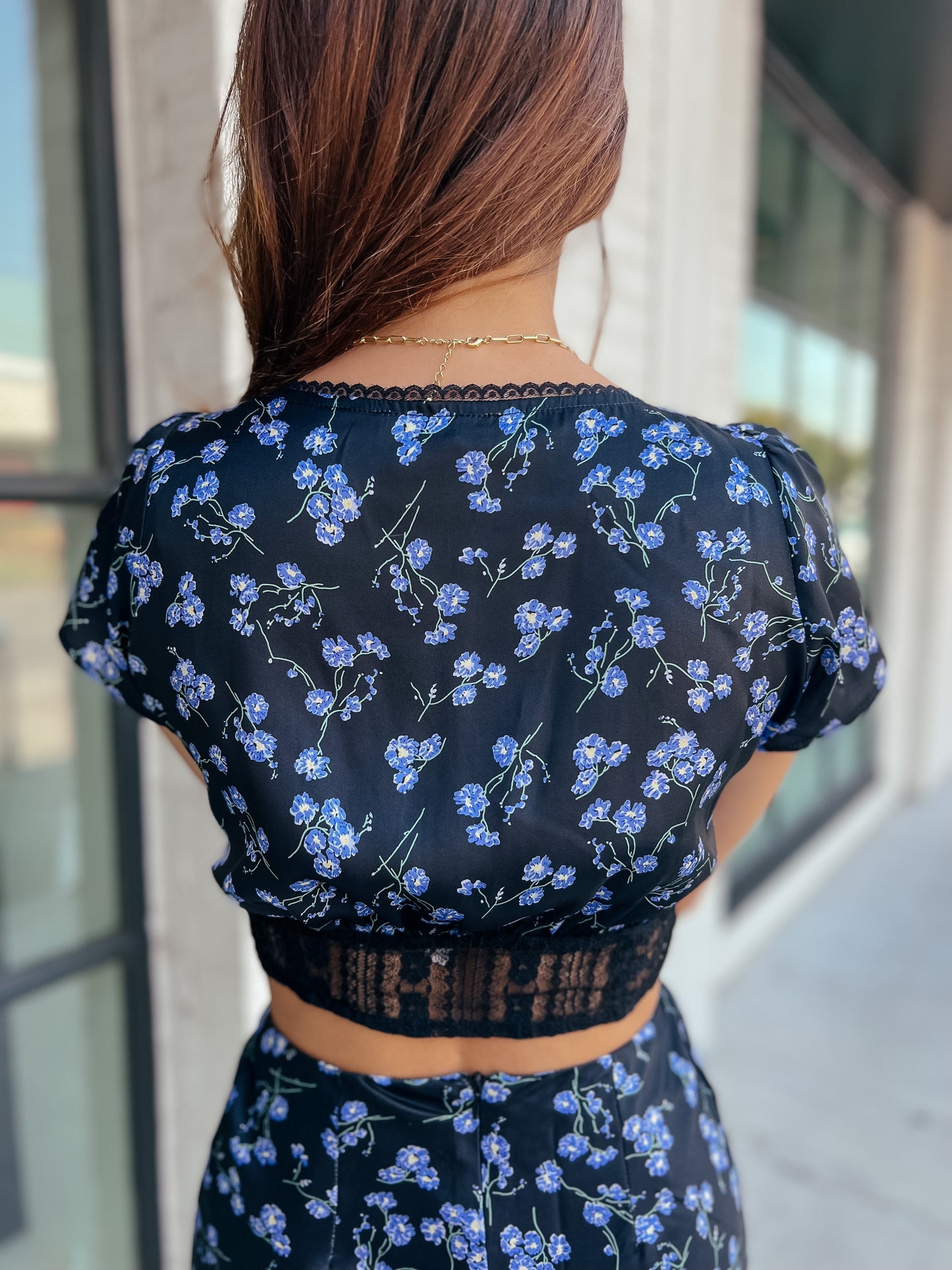 Jessica Black Floral Satin Lace Top