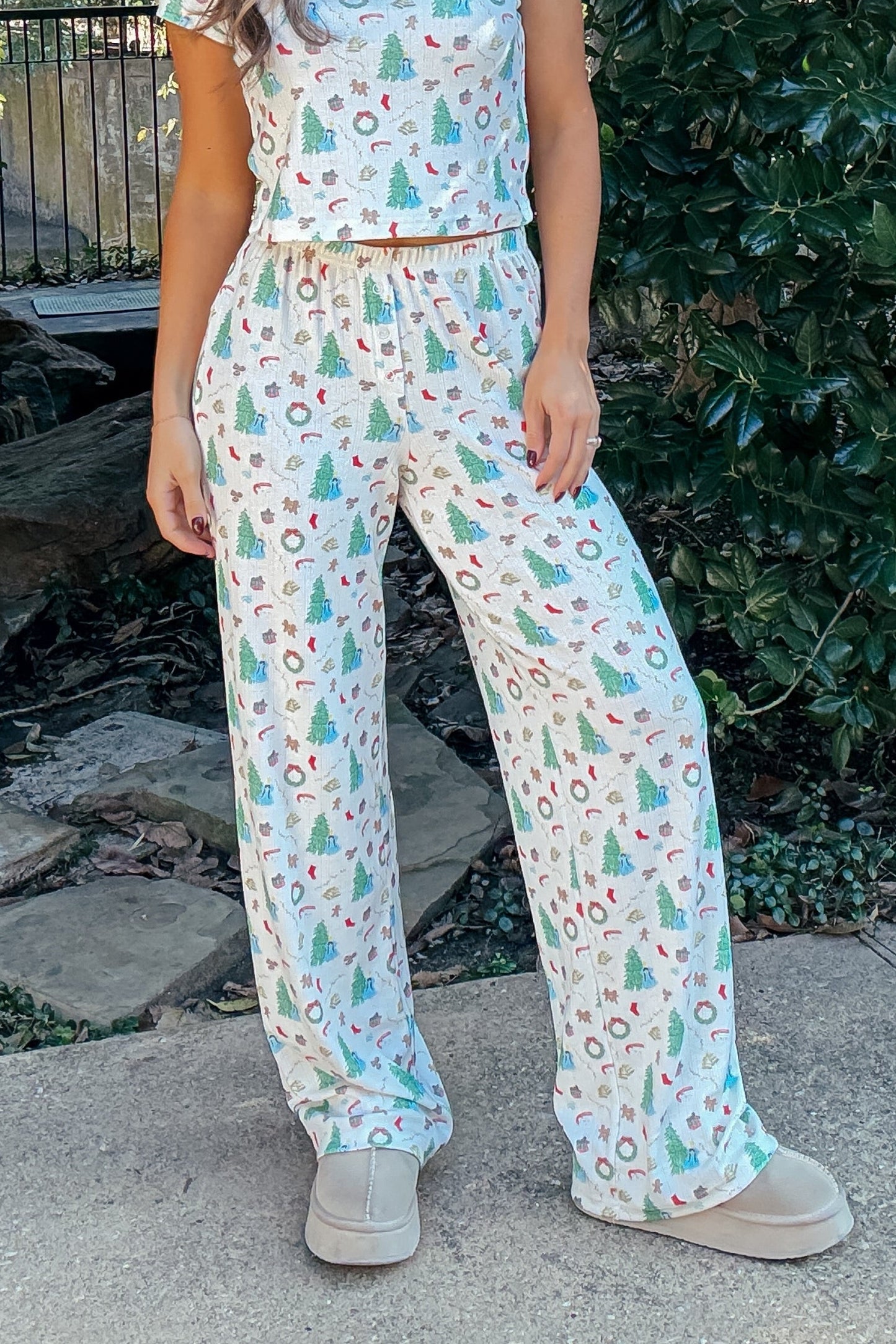 Christmas Pointelle Pajama High-Waisted Pajama Pants