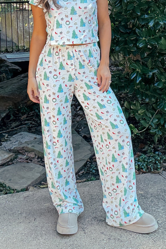 Christmas Pointelle Pajama High-Waisted Pajama Pants