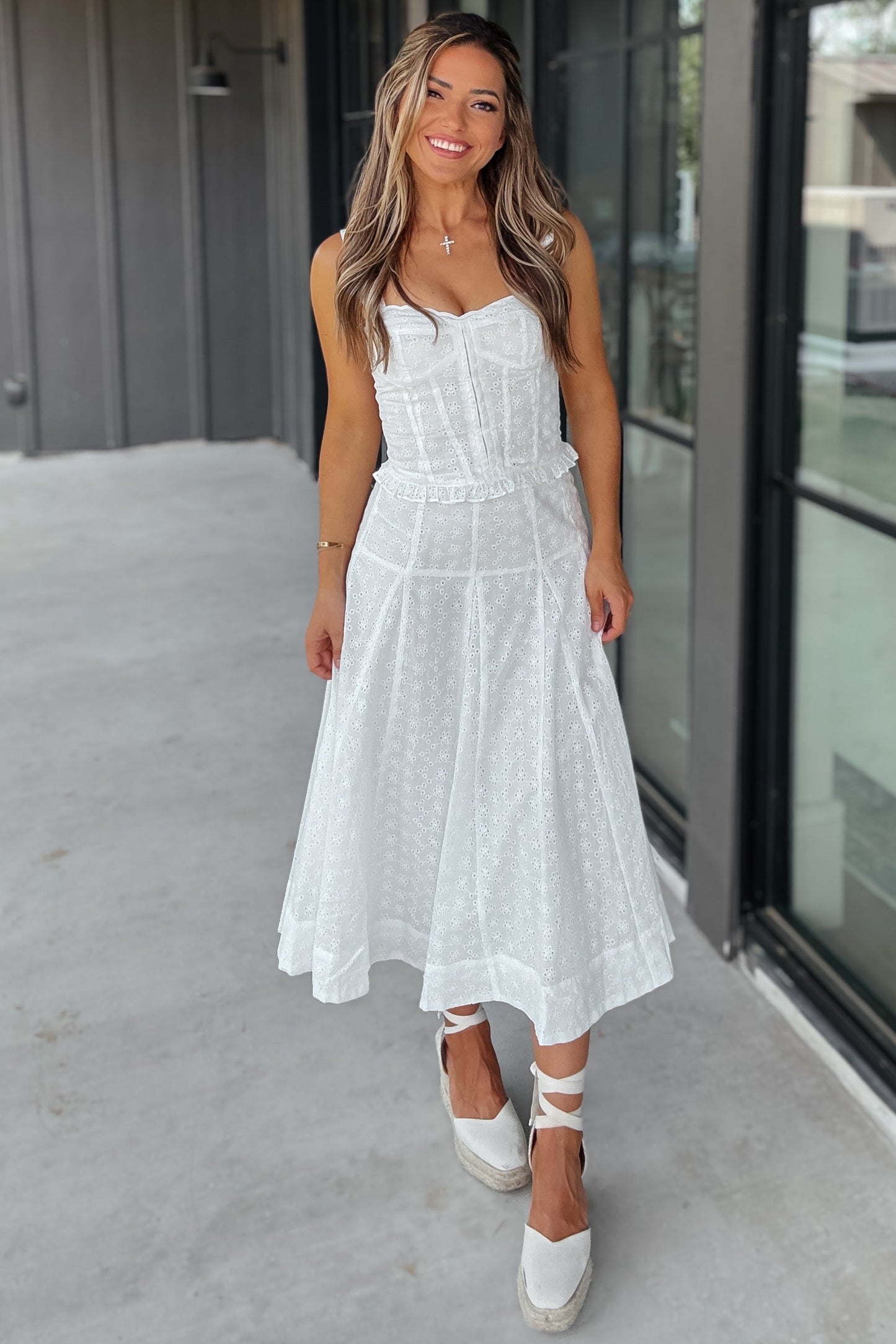 Nina White Eyelet Top