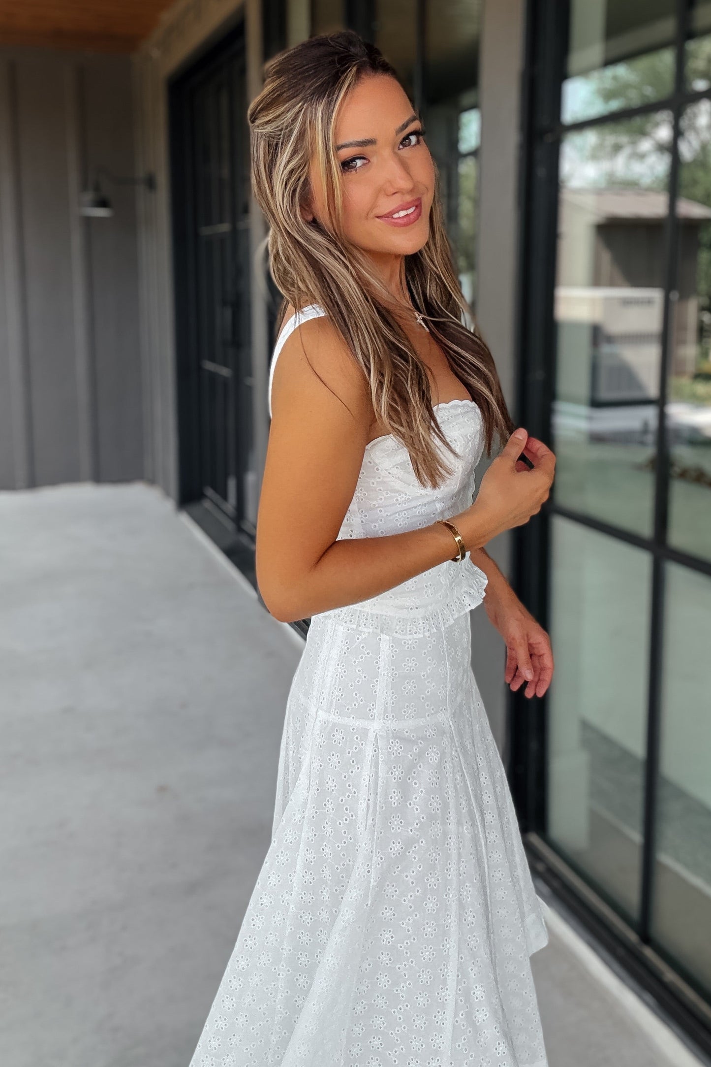 Nina White Eyelet Top
