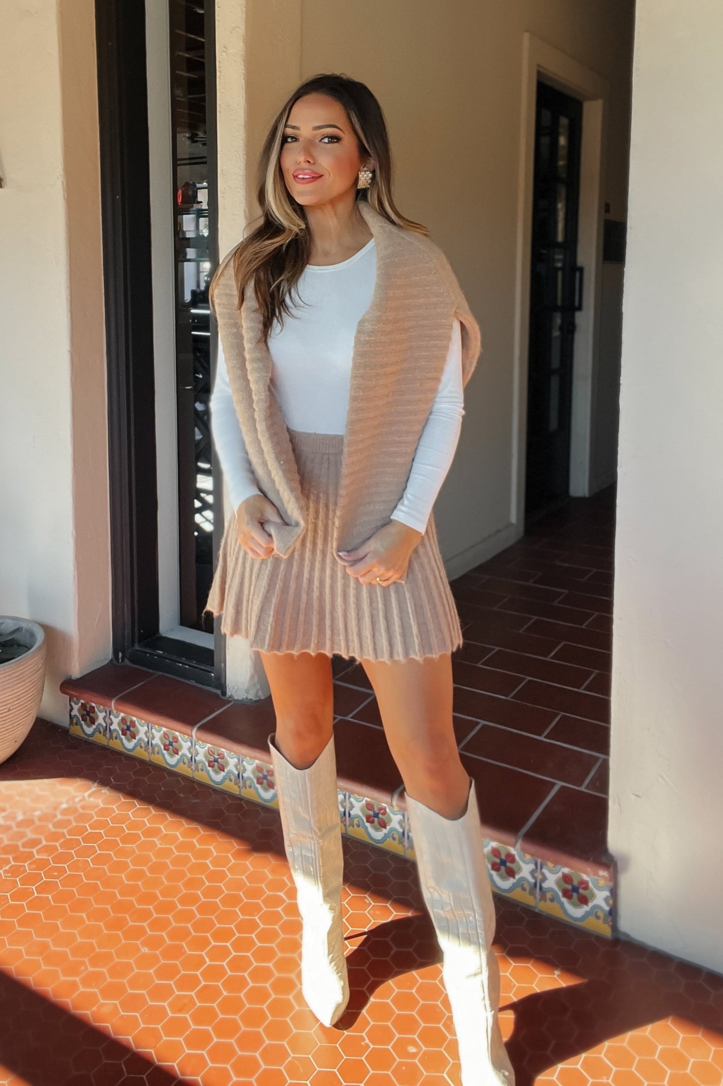 Riley Tan Puff Sleeve Sweater