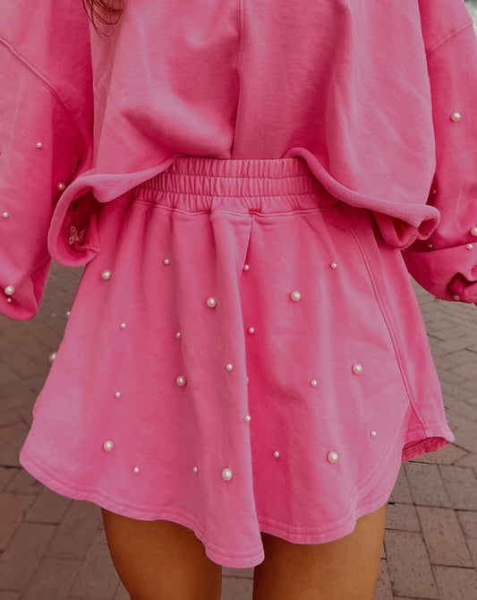 Parker Pearl Studded Knit Skort | Pink