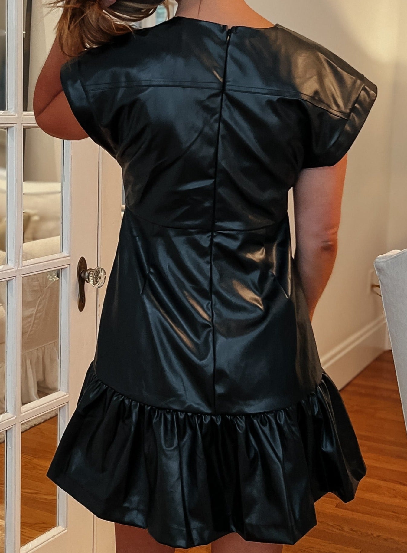 Camila Black Leather Knot Mini Dress