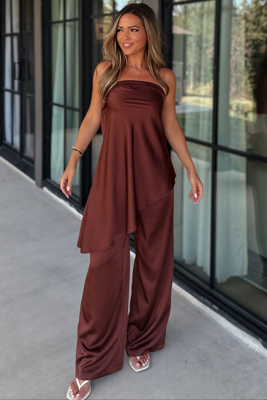 Marley Chocolate Brown Asymmetrical Pant Set