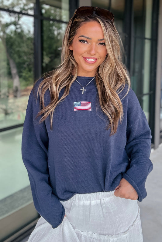 Hudson Navy Blue Flag Sweater