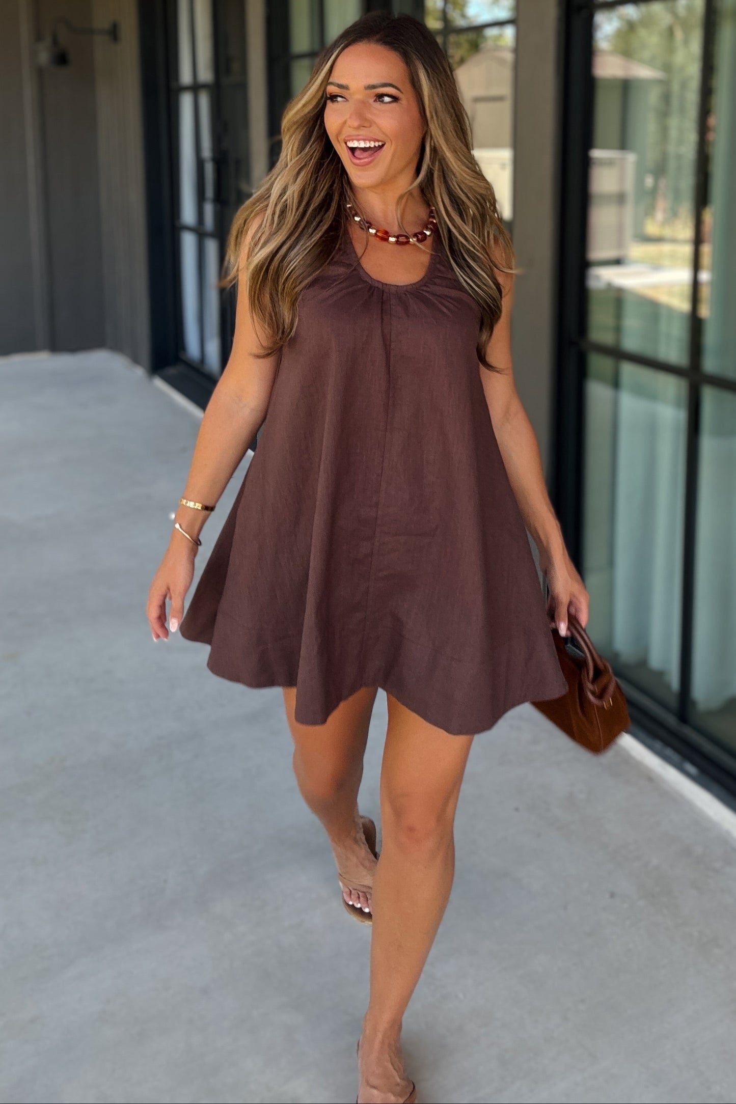 Margot Chocolate Brown Mini Dress