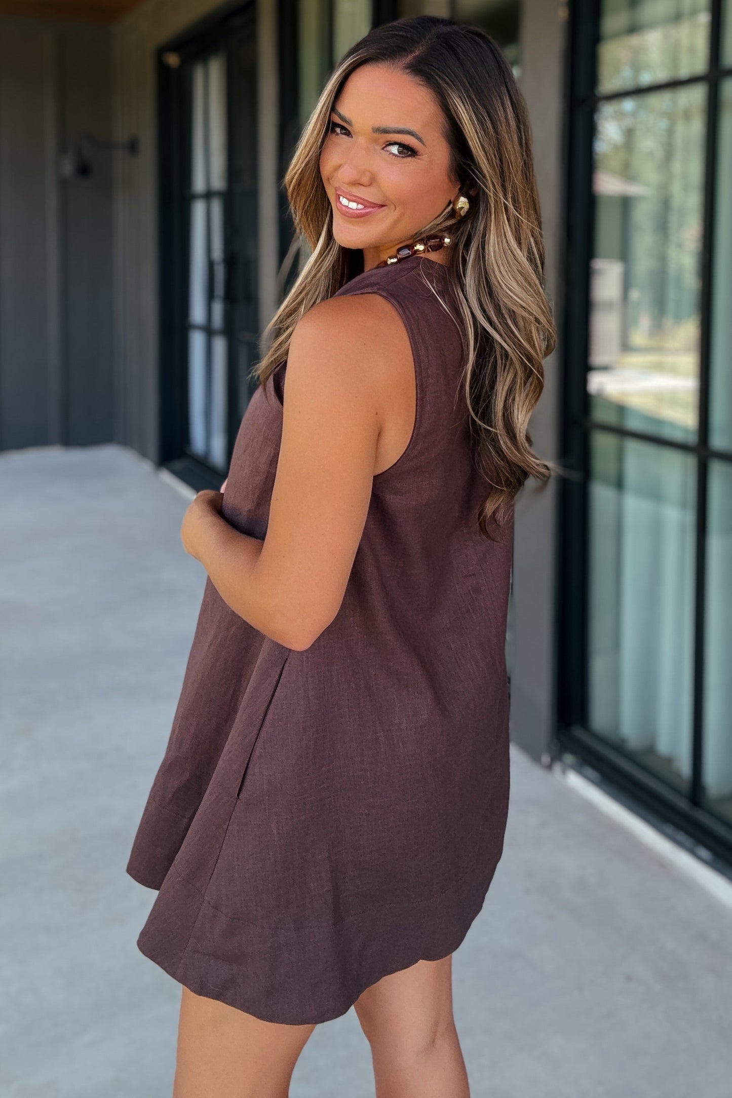 Margot Chocolate Brown Mini Dress