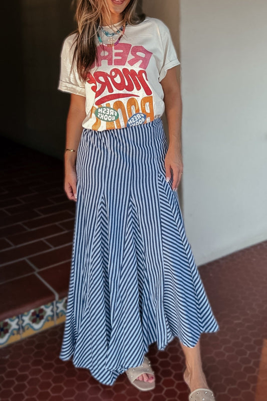 Talia Blue Striped Maxi Skirt