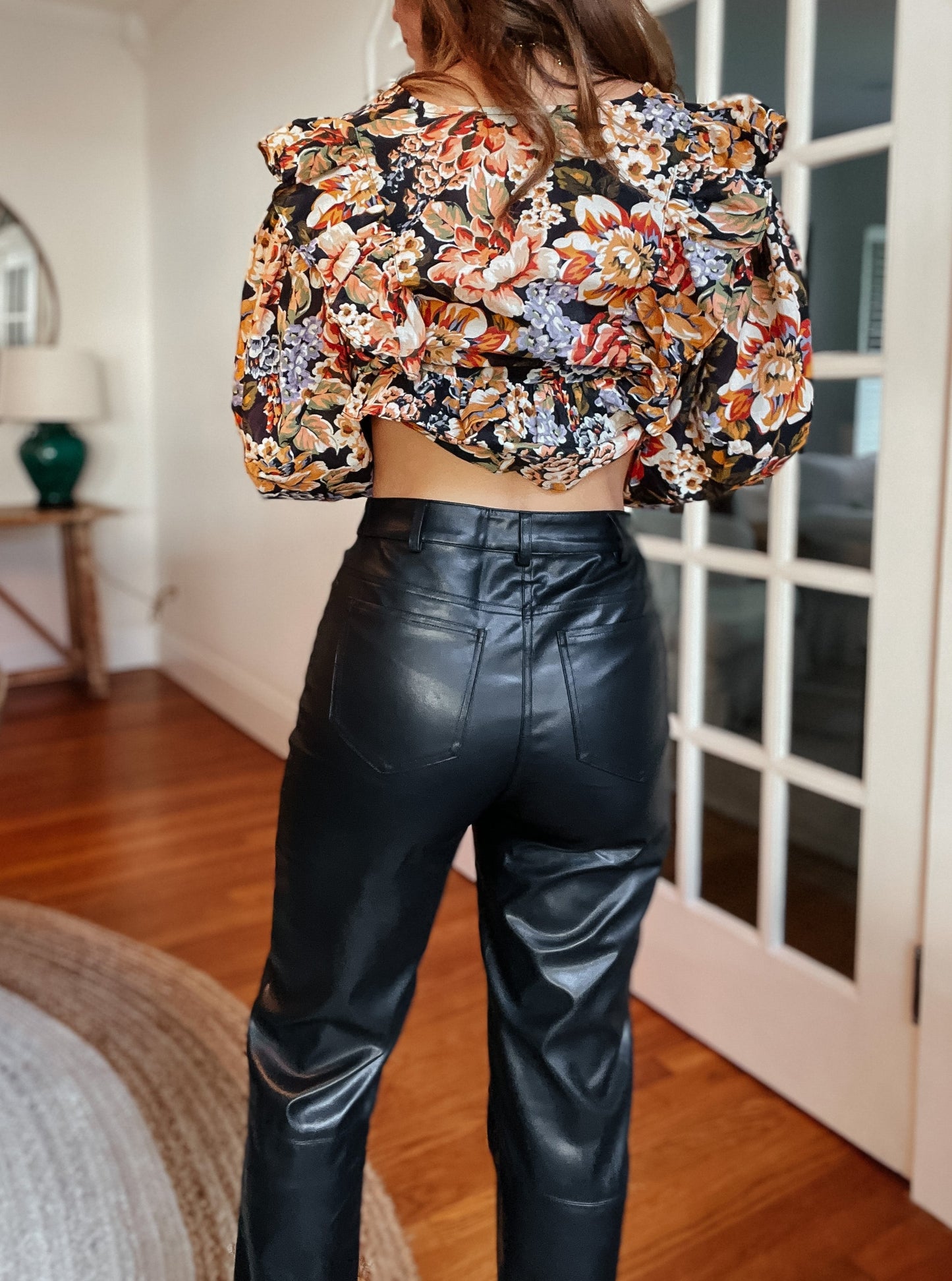 Maya Black Faux Leather Pant