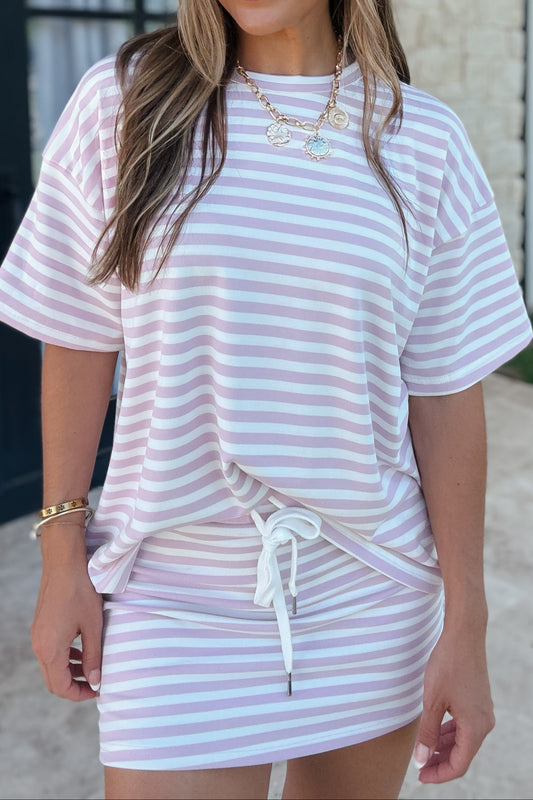 Lacey Pink Striped Mini Skirt