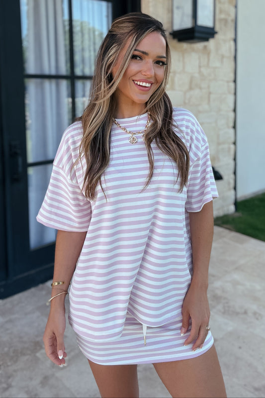 Lacey Pink Striped T-Shirt Top