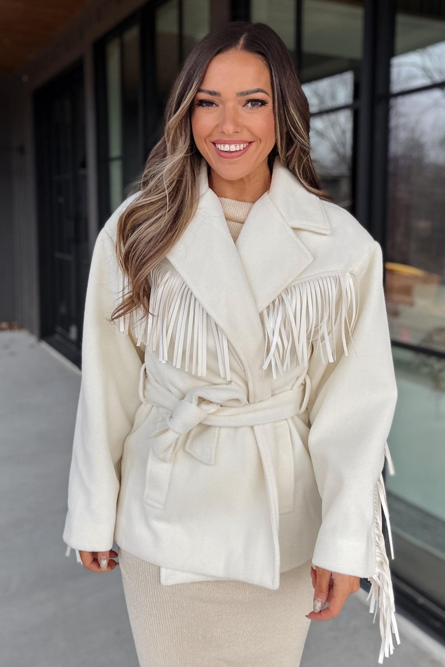 Scout Cream Fringe Wrap Jacket