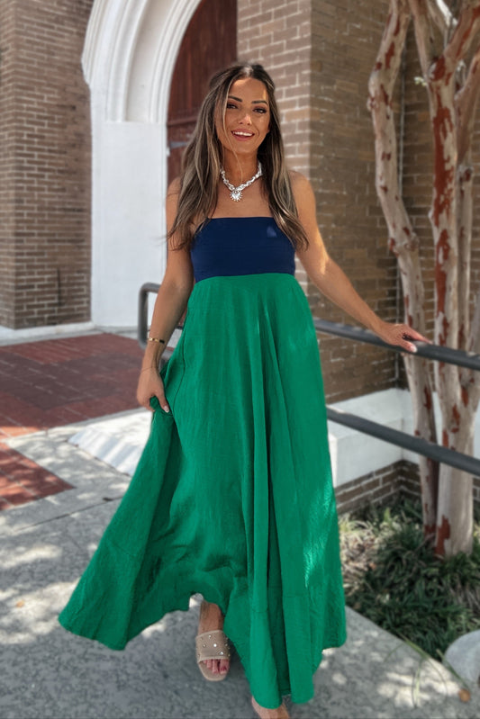 Sadie Green and Navy Maxi Dress