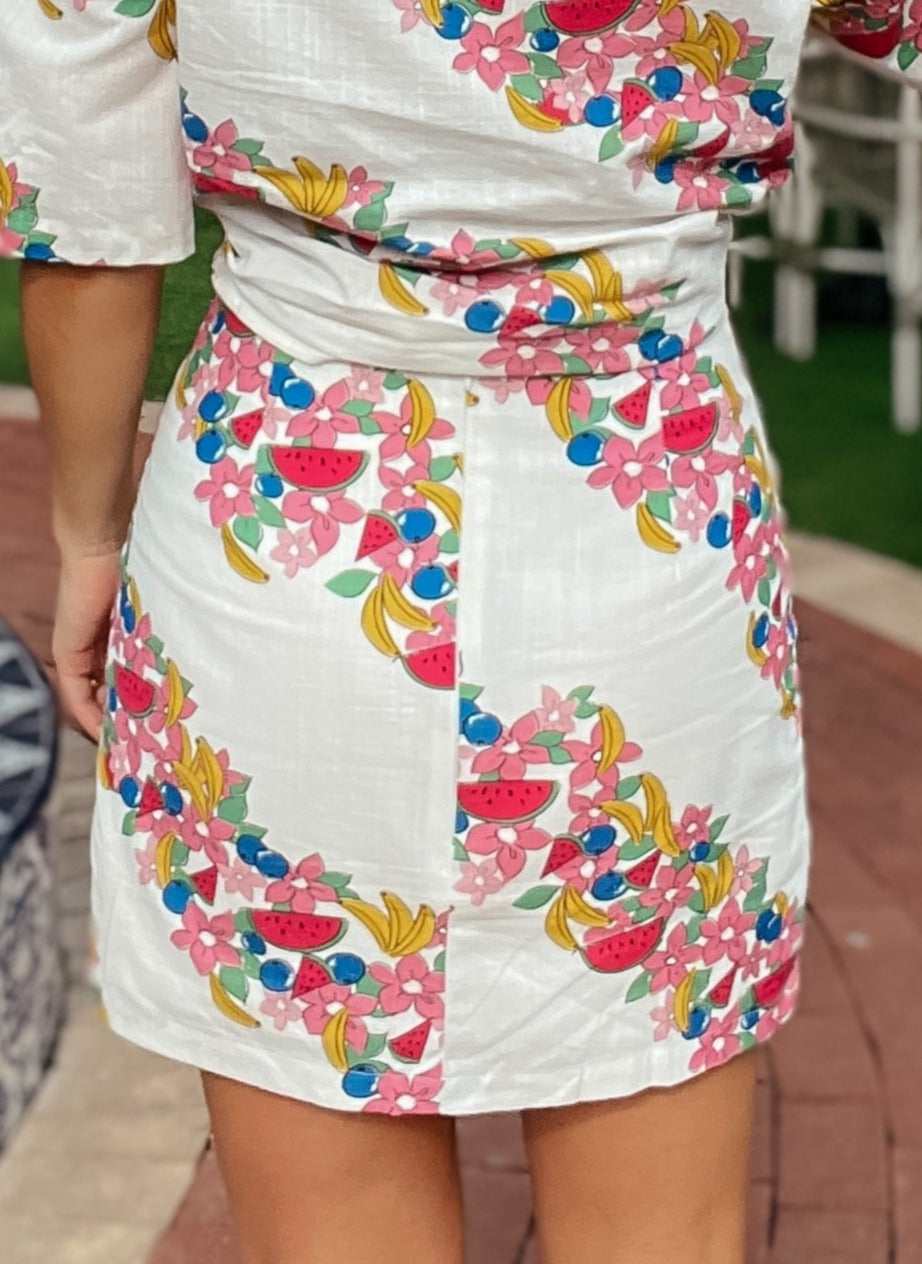 Mischa Summer Fruit Linen Skirt