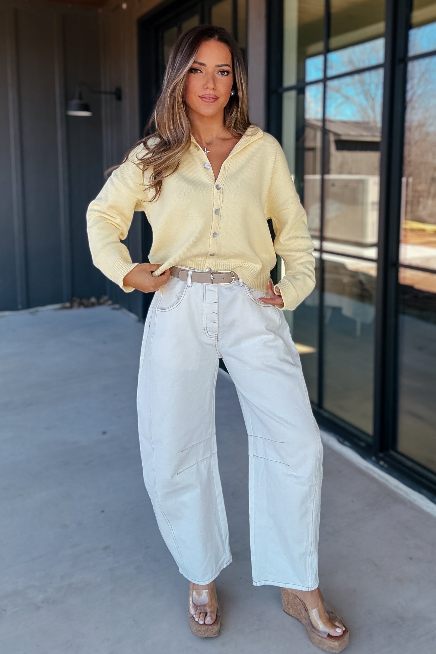 Lennox White Barrel Denim Jeans