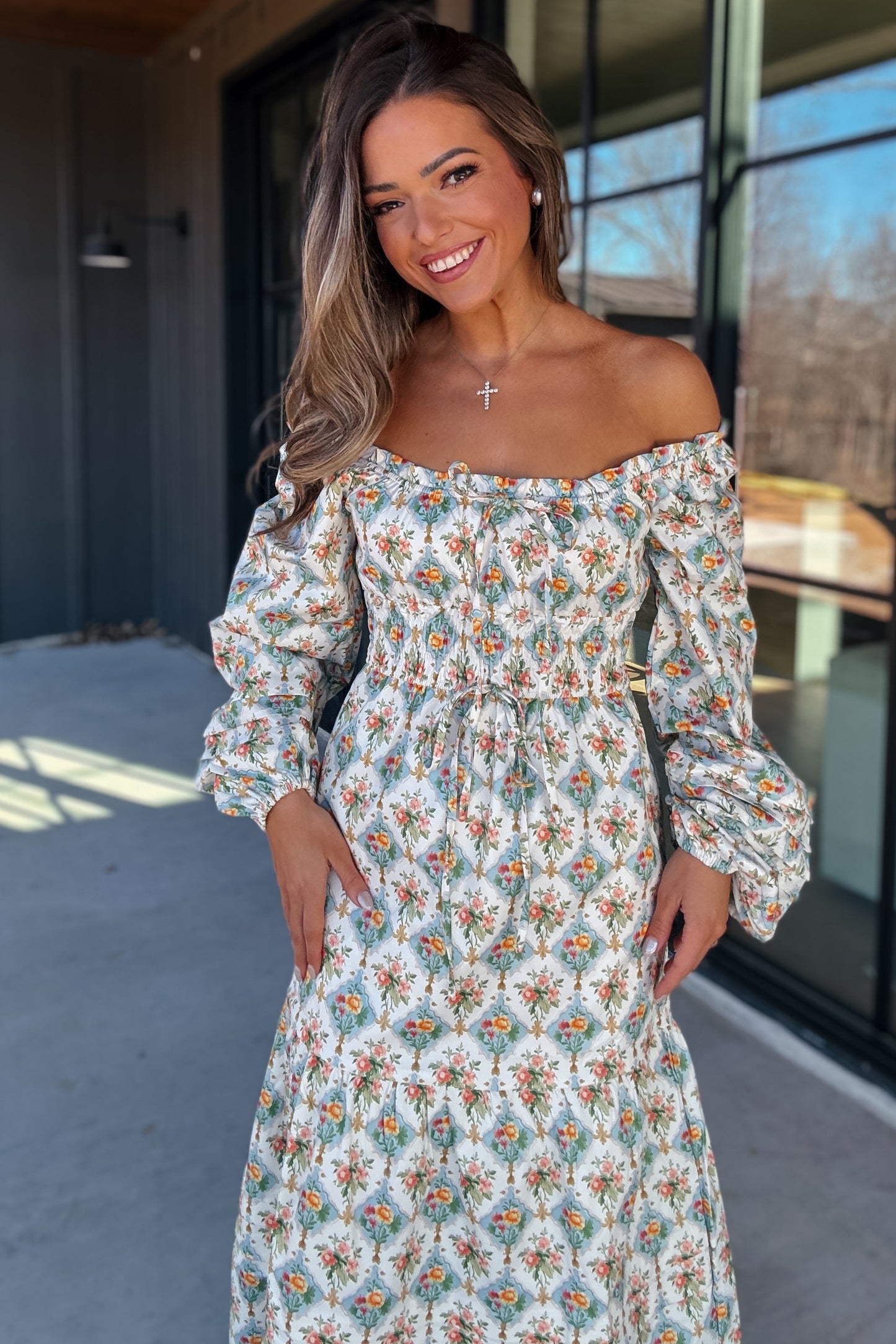 Rowan Boho Floral Long Sleeve Maxi Dress