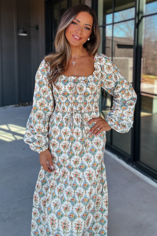 Rowan Boho Floral Long Sleeve Maxi Dress