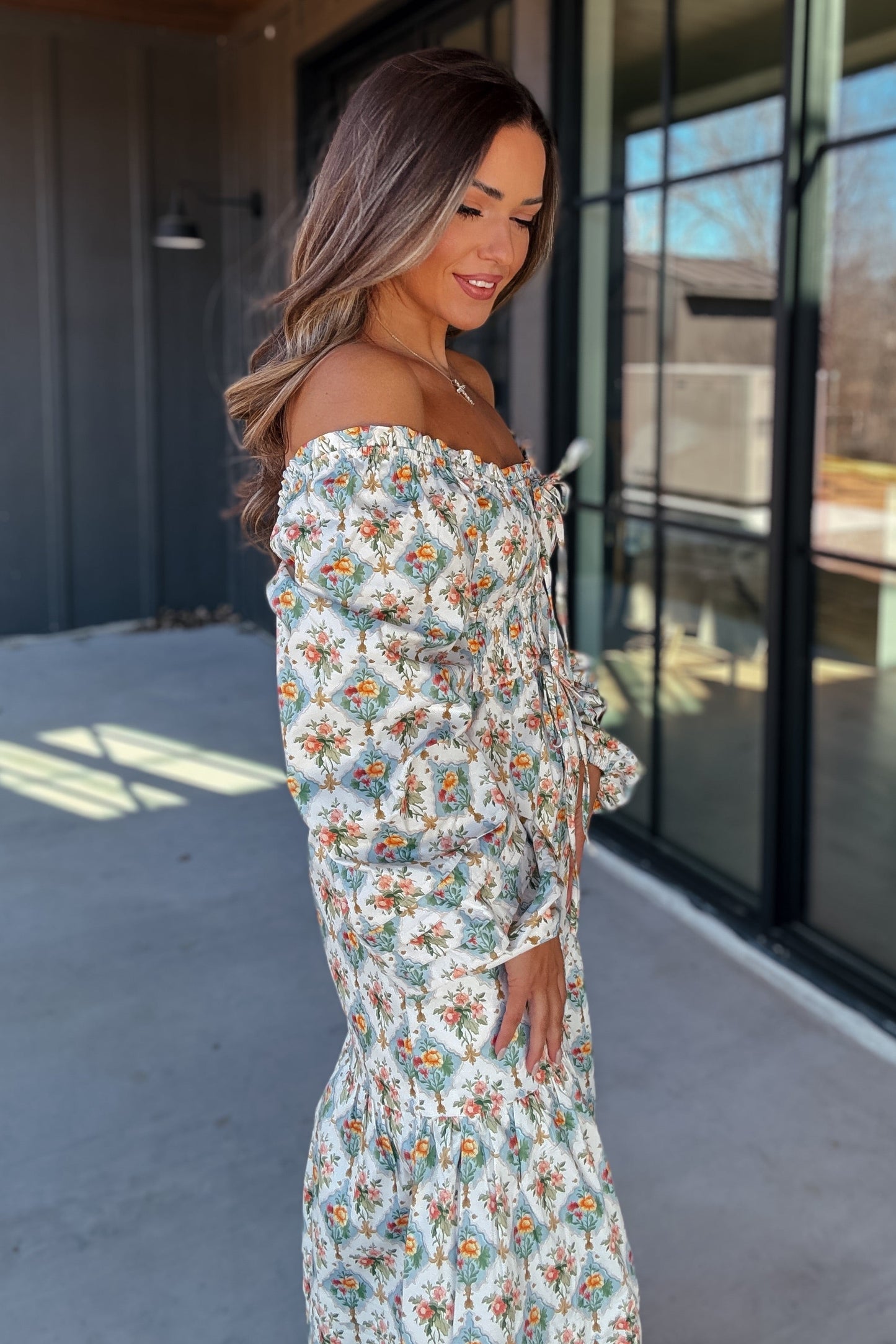 Rowan Boho Floral Long Sleeve Maxi Dress