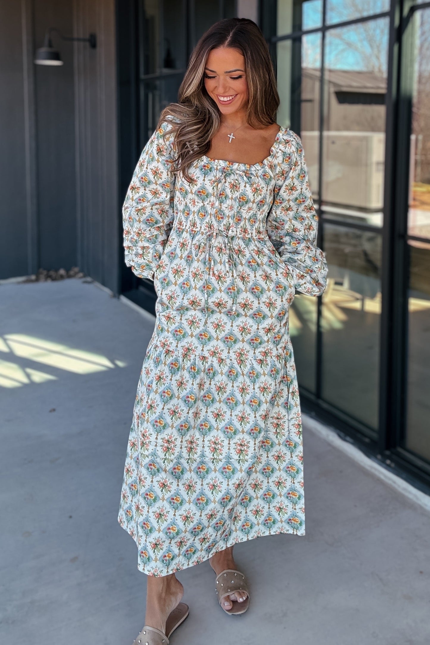 Rowan Boho Floral Long Sleeve Maxi Dress